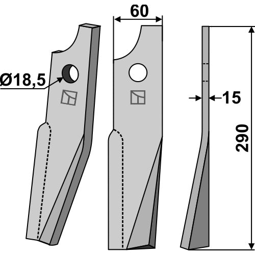 LS02-CUR-0758 - Cuchilla de rotavator lado derecho - Adaptable para Kuhn