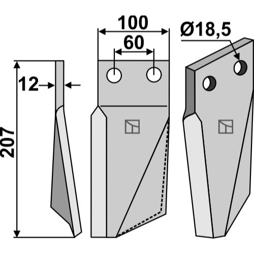 LS02-CUR-0764 - Cuchilla de rotavator lado izquierdo - Adaptable para Kuhn