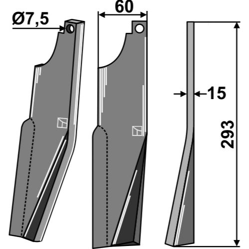 LS02-CUR-0773 - Cuchilla de rotavator lado derecho - Adaptable para Kuhn