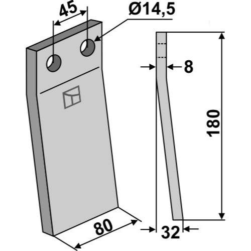 LS02-CUR-0829 - Cuchilla de rotavator - Adaptable para Maletti