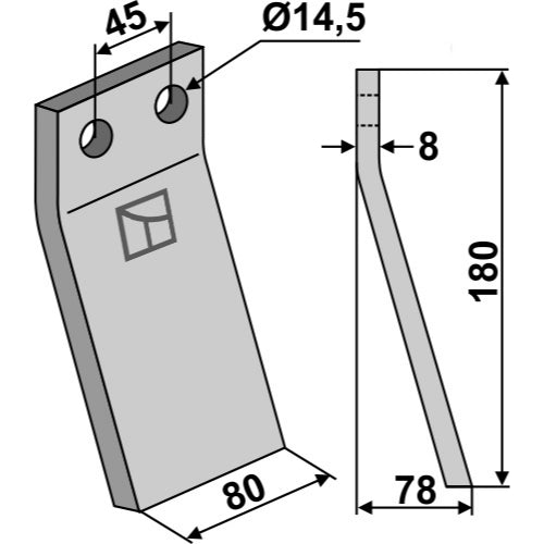 LS02-CUR-0830 - Cuchilla de rotavator - Adaptable para Maletti
