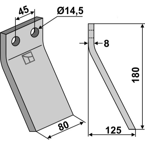 LS02-CUR-0831 - Cuchilla de rotavator - Adaptable para Maletti