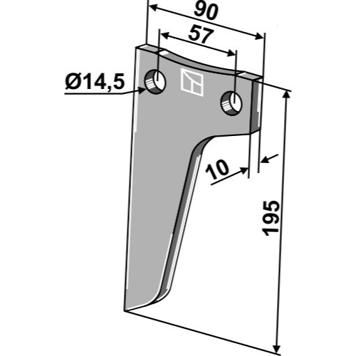 LS02-CUR-0864 - Cuchilla de rotavator - Adaptable para Maschio / Gaspardo