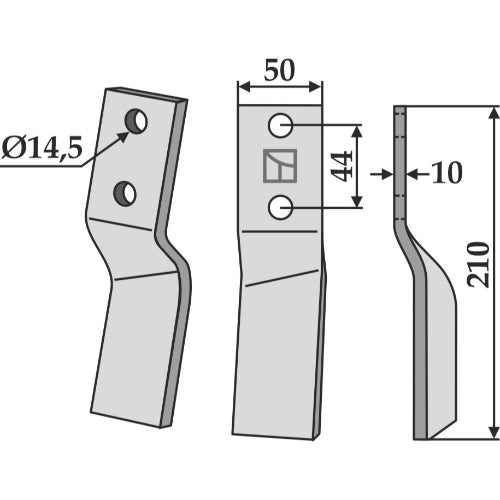 LS02-CUR-0872 - Cuchilla de rotavator lado derecho - Adaptable para Breviglieri / Celli / Maschio y otras