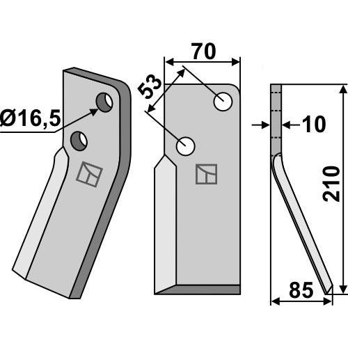LS02-CUR-0918 - Cuchilla de rotavator lado derecho - Adaptable para Massano