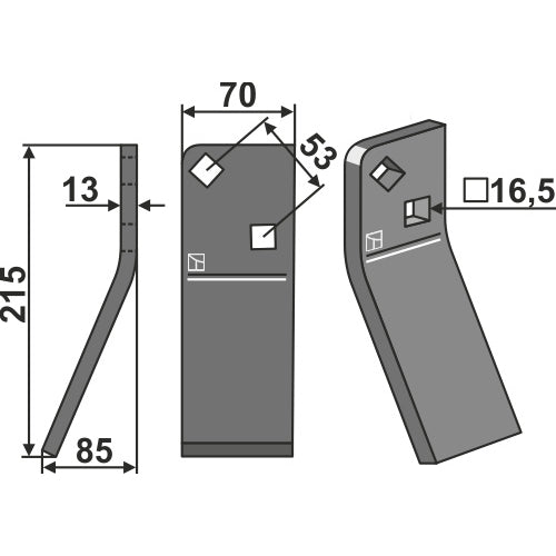 LS02-CUR-0927 - Cuchilla de rotavator lado izquierdo - Adaptable para Massano