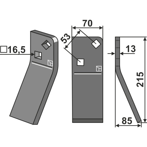 LS02-CUR-0929 - Cuchilla de rotavator lado derecho - Adaptable para Massano