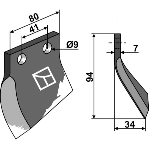 LS03-DZA-034 - Cuchilla para zanjadora - Izqda - Adaptable para Oosterlaan