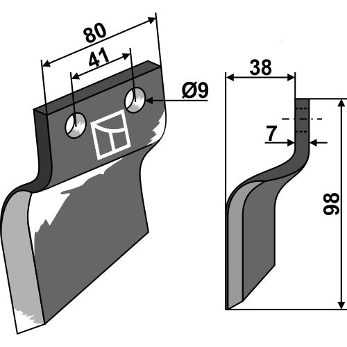 LS03-DZA-036 - Cuchilla para zanjadora - Izqda - Adaptable para Oosterlaan