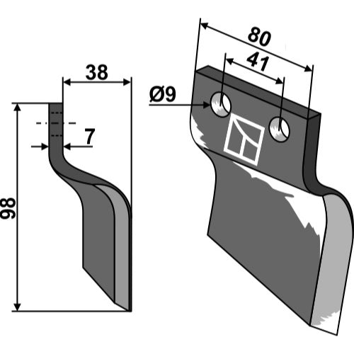 LS03-DZA-037 - Cuchilla para zanjadora - Dcha - Adaptable para Oosterlaan