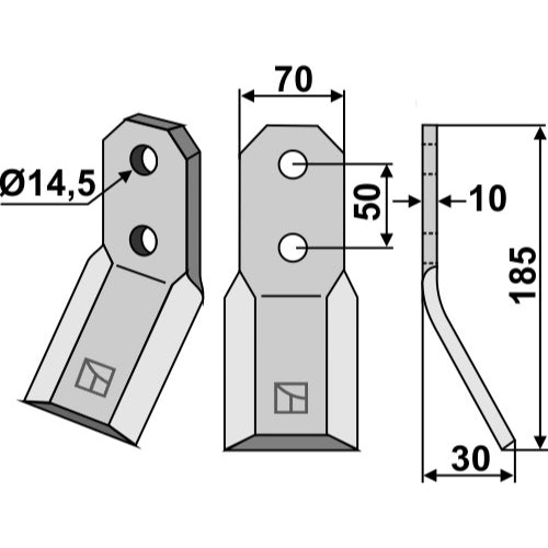 LS02-CUR-1075 - Cuchilla de rotavator - Adaptable para Pegoraro