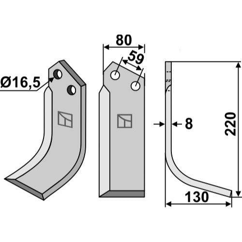 LS02-CUR-1100 - Cuchilla lado derecho - Adaptable para Rabe