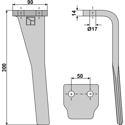 LS01-PGR-116 - Diente de grada rotativa lado izquierdo - Adaptable para Landsberg / Moreni / Sicma