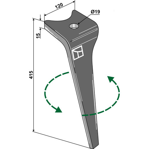 LS01-PGR-160 - Diente de grada rotativa lado izquierdo - Adaptable para Amazone