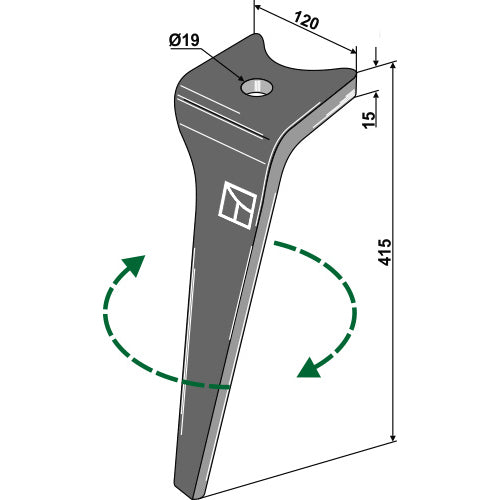 LS01-PGR-161 - Diente de grada rotativa lado derecho - Adaptable para Amazone