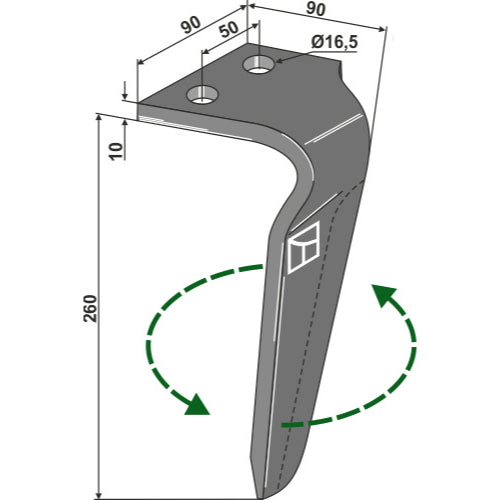 LS01-PGR-180 - Diente de grada rotativa lado izquierdo - Adaptable para Celli