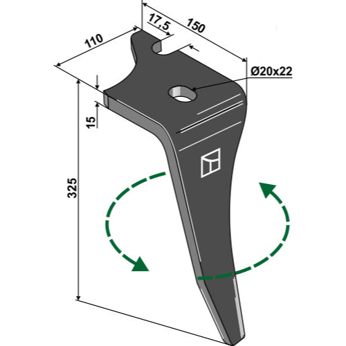 Diente de grada rotativa lado izquierdo - LS01-PGR-294