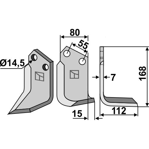 LS02-CUR-1137 - Cuchilla lado derecho - Adaptable para Palladino / Sandri